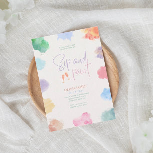 Any age sip and paint birthday  invitation