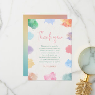 Any age sip and paint birthday  thank you card