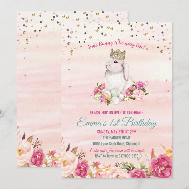 ANY AGE - Some Bunny Birthday Invitation (Front/Back)