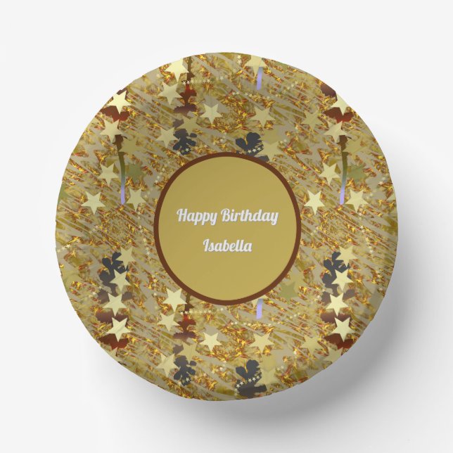 Any Age Sparkle and Stars Happy Birthday Paper Plate (Front)