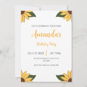Any Age Sunflower Birthday invitation
