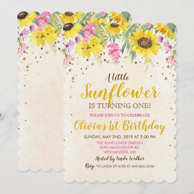 ANY AGE - Sunflower Birthday Invitation (Front/Back)