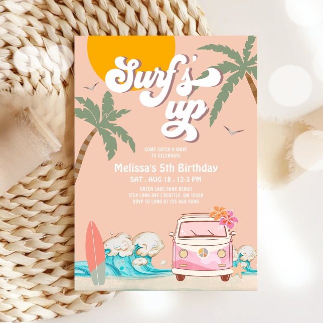 ANY AGE Surf's Up Invite Surfing Birthday Party (Creator Uploaded)