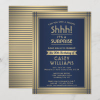 Any Age Surprise Birthday Elegant Navy Blue Gold