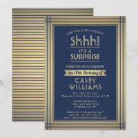 Any Age Surprise Birthday Elegant Navy Blue Gold