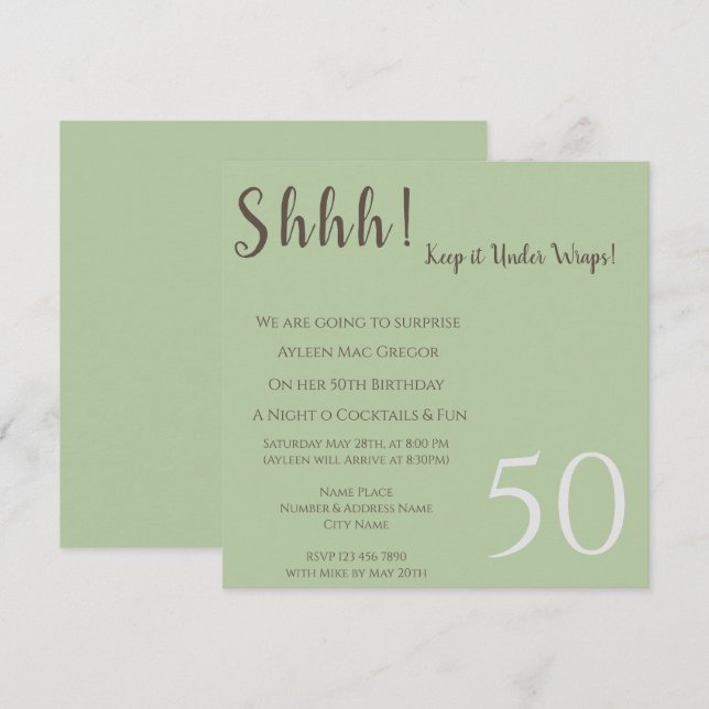 Any Age Surprise Birthday Invitation (Front/Back)