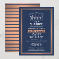 Any Age Surprise Birthday Navy Blue White Copper