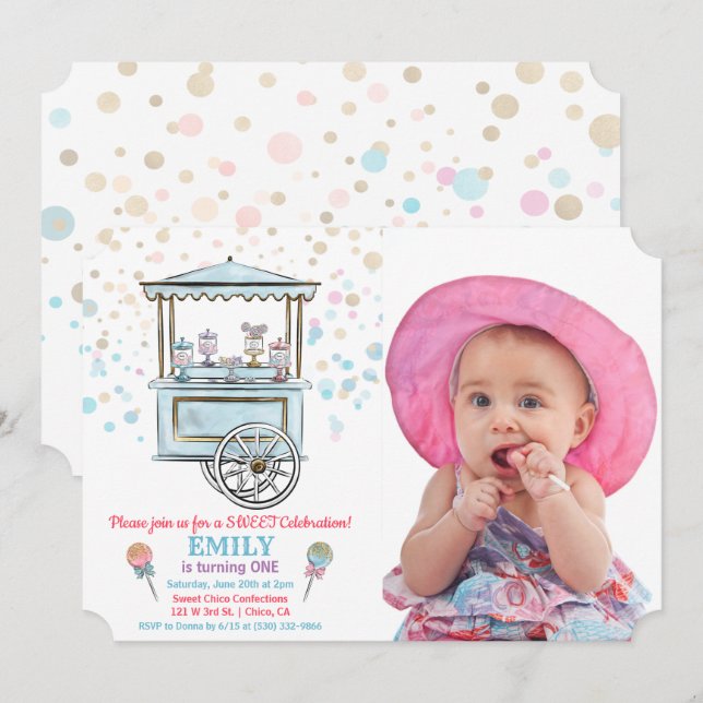 ANY AGE - Sweet Candy Shop Birthday Invitation (Front/Back)
