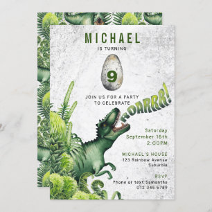 ANY AGE T-Rex Dinosaur Boy's Birthday Party Invitation