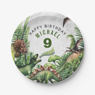 ANY AGE T-Rex Dinosaur Boy's Birthday Party Paper Plate