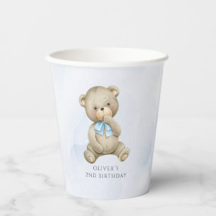 Any age teddy bear boy birthday  paper cups