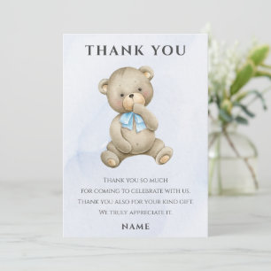Any age teddy bear boy birthday  thank you card