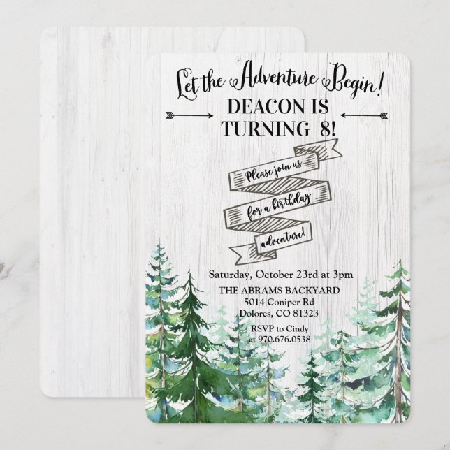 ANY AGE - The Adventure Begins Birthday Invitation (Front/Back)