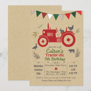 ANY AGE - Tractor Farm Animals Birthday Invitation
