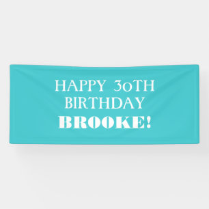 Any Age Turquoise White Happy Birthday Banner