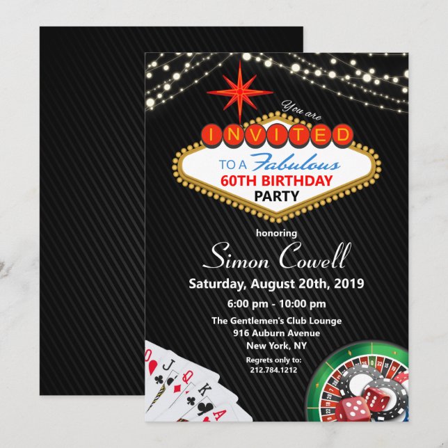 ANY AGE - Vegas Casino Birthday Invitation (Front/Back)