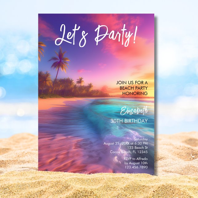 Any Age Vibrant Beach Sunset Birthday Party Invitation (Creator Uploaded)