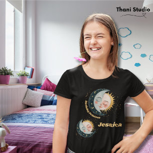 Any Age Vintage Celestial Pajama Birthday Black T-Shirt