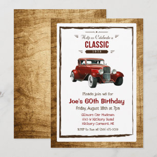 ANY AGE - Vintage Classic Car Birthday Invitation