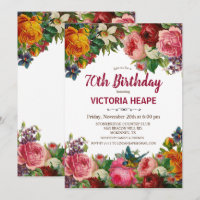 ANY AGE - Vintage Floral Birthday Invitation