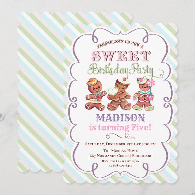 ANY AGE - Vintage Gingerbread Birthday Invitation (Front/Back)