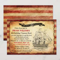 ANY AGE - Vintage Pirate Birthday Party Invitation