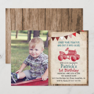 ANY AGE - Vintage Tractor Boy Birthday Invitation