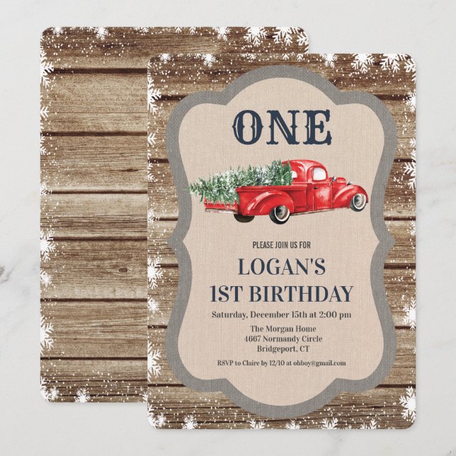 ANY AGE - Vintage Truck Boy Birthday Invitation (Front/Back)