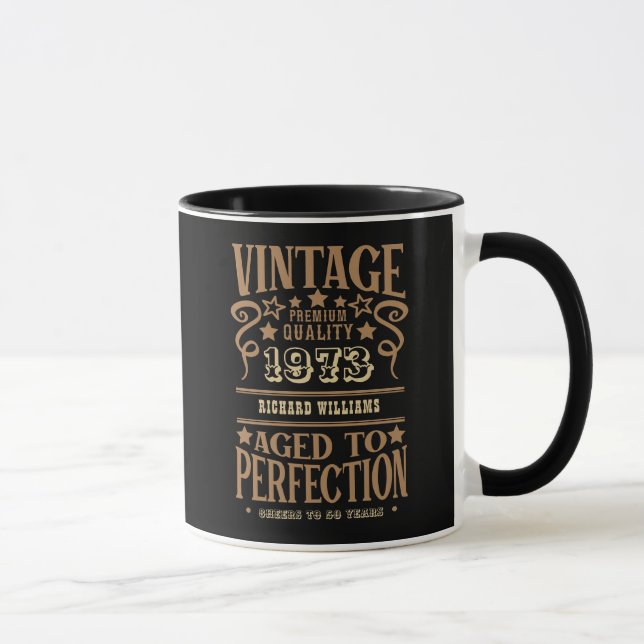 Any Age Vintage Whiskey Themed Black Birthday  Mug (Right)