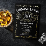 Any Age Vintage Whiskey Themed Surprise Birthday<br><div class="desc">Inspired by classic whiskey label,   this black and gold fun vintage aged to perfection adult birthday invitation is great for 30th,  40th,  50th,  60th,  70th,  80th,  90th or any other age birthday party,  surprise party,  or any other occasion! Custom it with  your own text and party information.</div>