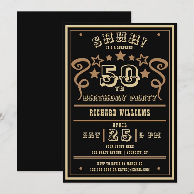 Any Age Vintage Whiskey Themed Surprise Birthday Invitation (Front/Back)