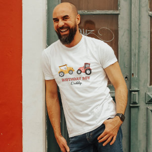 Any age Watercolor tractor birthday dad T-Shirt