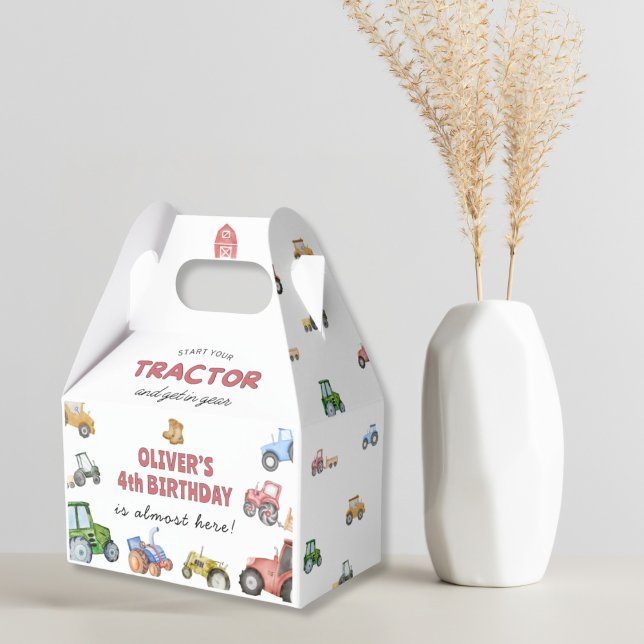 any age Watercolor tractor birthday Favour Box (Creator Uploaded)
