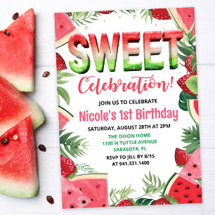 ANY AGE - Watermelon Fruit Watercolor Birthday Invitation