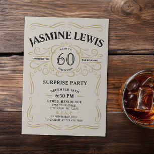 Any Age Whiskey themed surprise 60th birthday Invitation