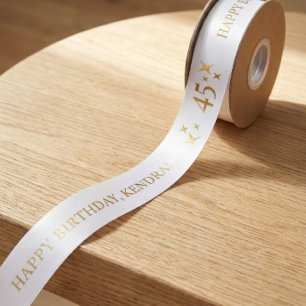 ANY AGE White Personalised Birthday Gift Satin Ribbon