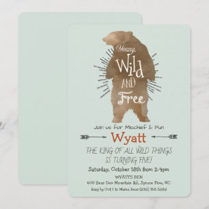 ANY AGE - Wild Thing Bear Birthday Invitation
