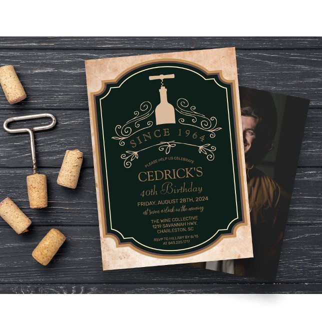 ANY AGE - Wine Label Birthday Photo Invitation (Creator Uploaded)