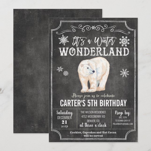 ANY AGE - Winter Wonderland Birthday Invitation (Front/Back)