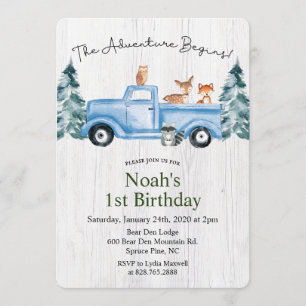 ANY AGE - Woodland Animals Birthday Invitation