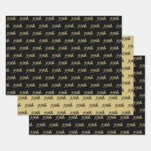 Any Age: Your Custom Number Pattern - Black & Gold Wrapping Paper Sheet