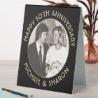 ANY Anniversary 2 Photo Elegant Black & Gold Round