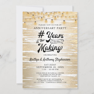 Any Anniversary Black Gold String Lights Invitation
