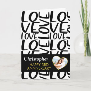 Any Anniversary Black Love Text Heart Photo Card