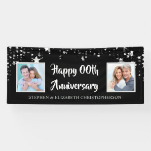 Any Anniversary Black & Silver Then & Now Photos Banner