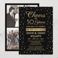 ANY Anniversary Cheers Black & Gold Confetti Party