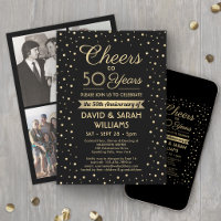 ANY Anniversary Cheers Black & Gold Confetti Party