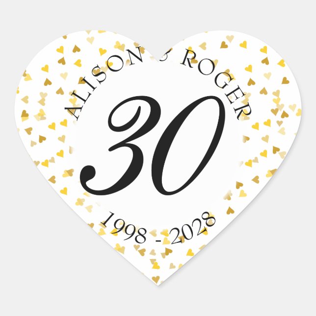 Any Anniversary Gold Hearts Confetti Heart Sticker (Front)