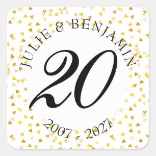 Any Anniversary Gold Hearts Confetti Square Sticker
