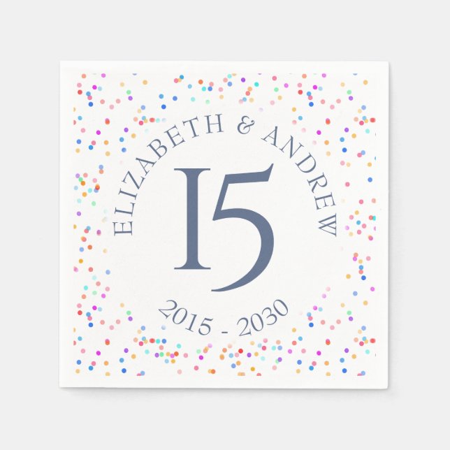 Any Anniversary Rainbow Confetti Napkin (Front)